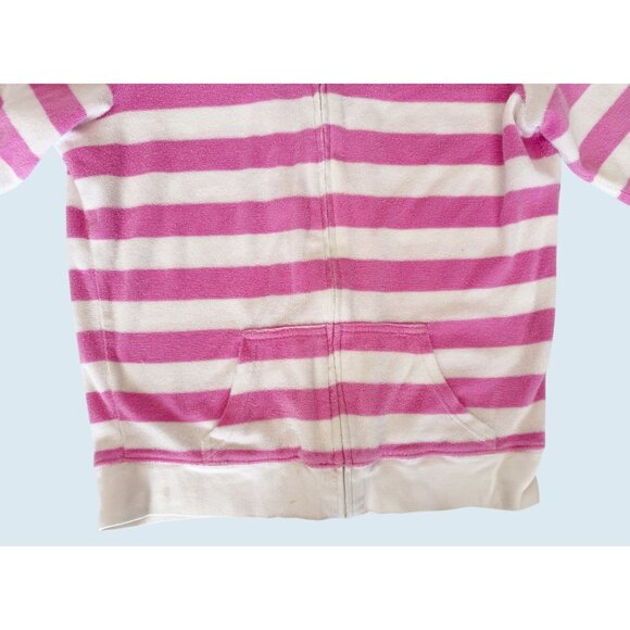 RALPH LAUREN Pink & White Striped Terrycloth Zip Up Sweater Size M - Picture 4 of 8